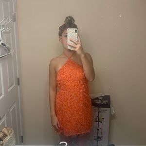 Orange and pink floral dress